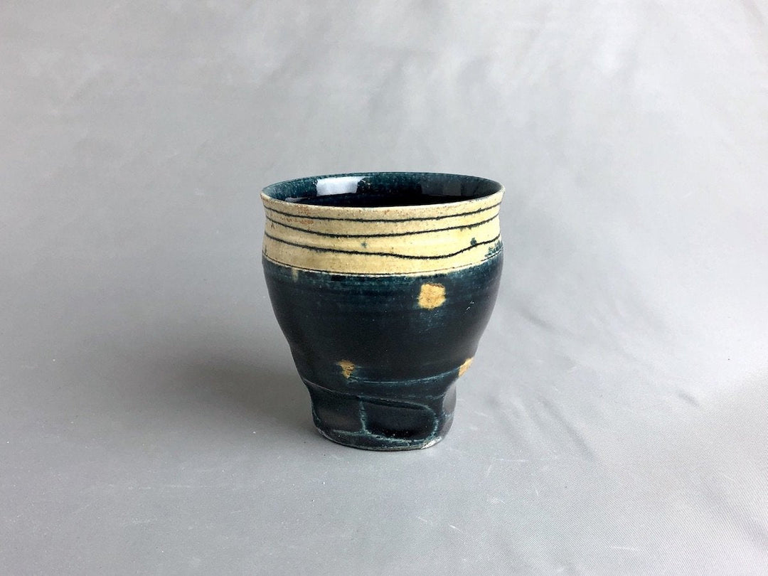 Indigo Glazed line Carved dot pumping - Crafted By Kazuhito Yamamoto