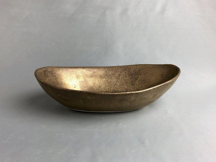 Gold Clay Glazed boat-Shaped Small Bowl - Crafted By Kikaku Pottery