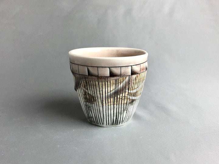 White Porcelain Faceted Cup plum - Crafted By Kakurin Kiln