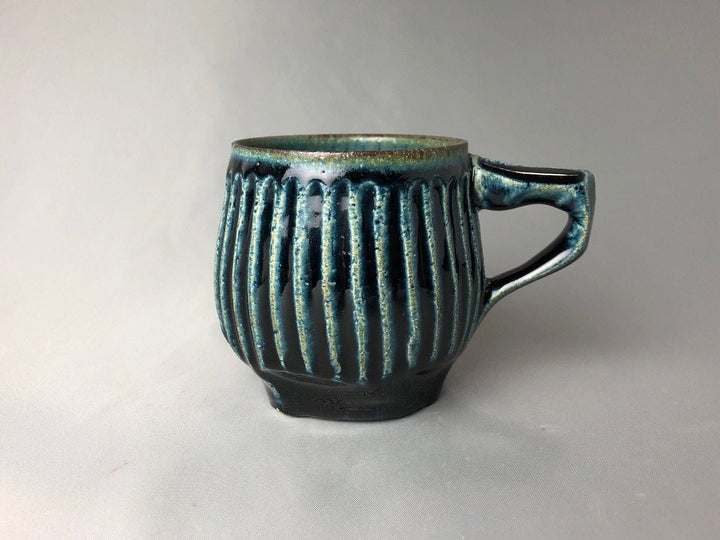 Blue Glazed Ridgedmaru Mug - Crafted By Kazuhito Yamamoto