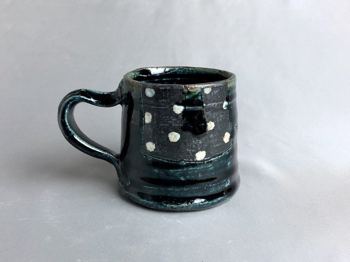 Blue Glazed Black dot tube Mug - Crafted By Kazuhito Yamamoto