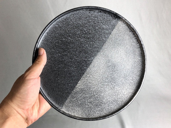 Crystal half Silver lacqueRed 22cm Round Plate with Edge - Crafted By Toetsu Kiln