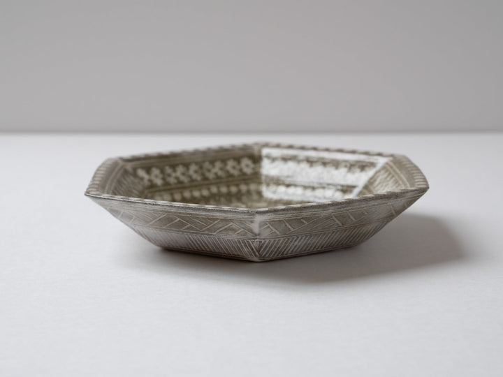 Mishima hand Hexagonal Bowl - Crafted By Hideki Yamamoto