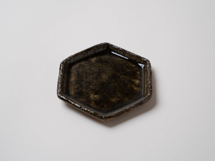 Blue Karatsu Hexagonal Small Plate - Crafted By Oameya Kiln