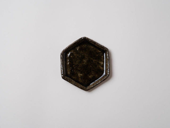 Blue Karatsu Hexagonal Small Plate - Crafted By Oameya Kiln