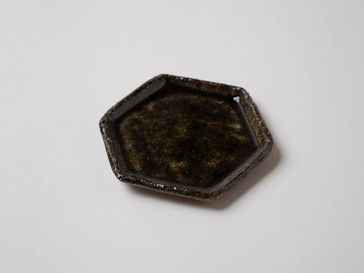 Blue Karatsu Hexagonal Small Plate - Crafted By Oameya Kiln