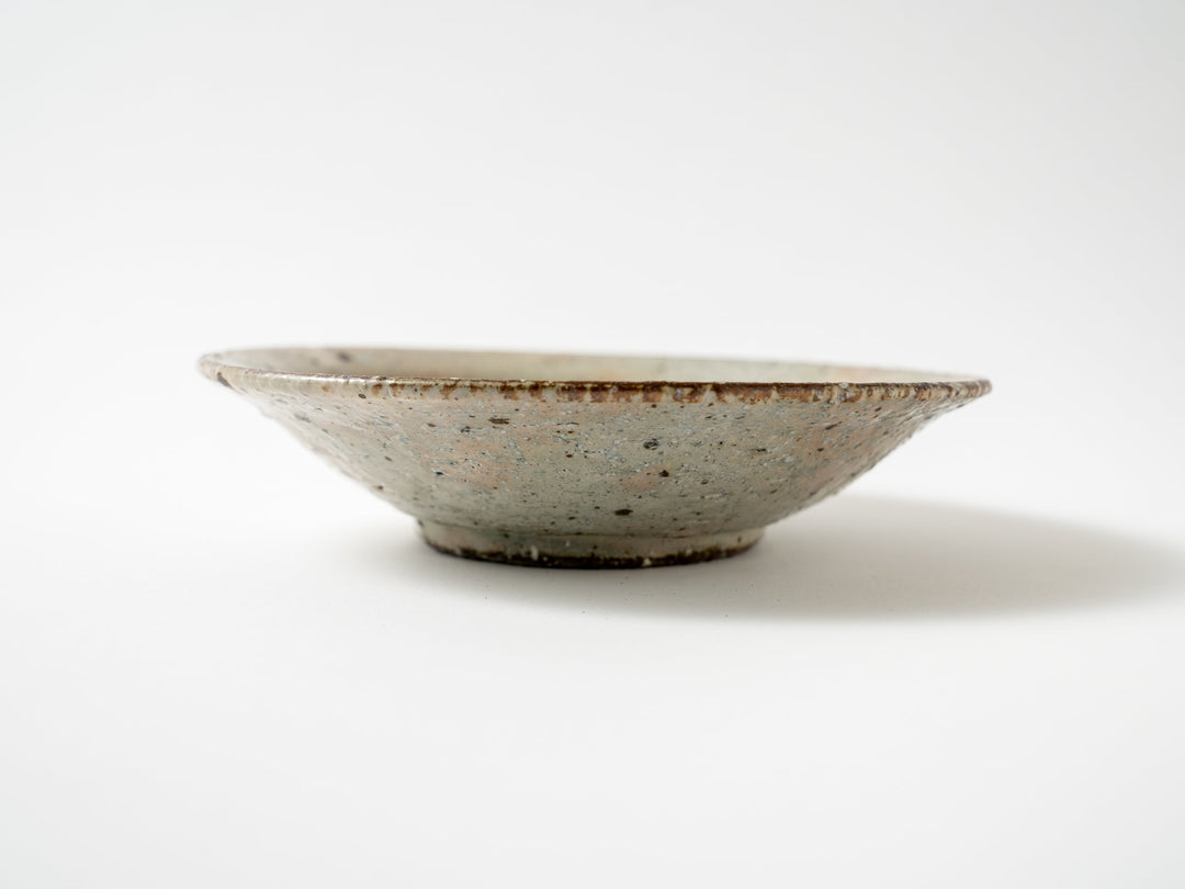 Ash Glazed Slip Shallow Bowl - Crafted By Shinichi Kotsuji