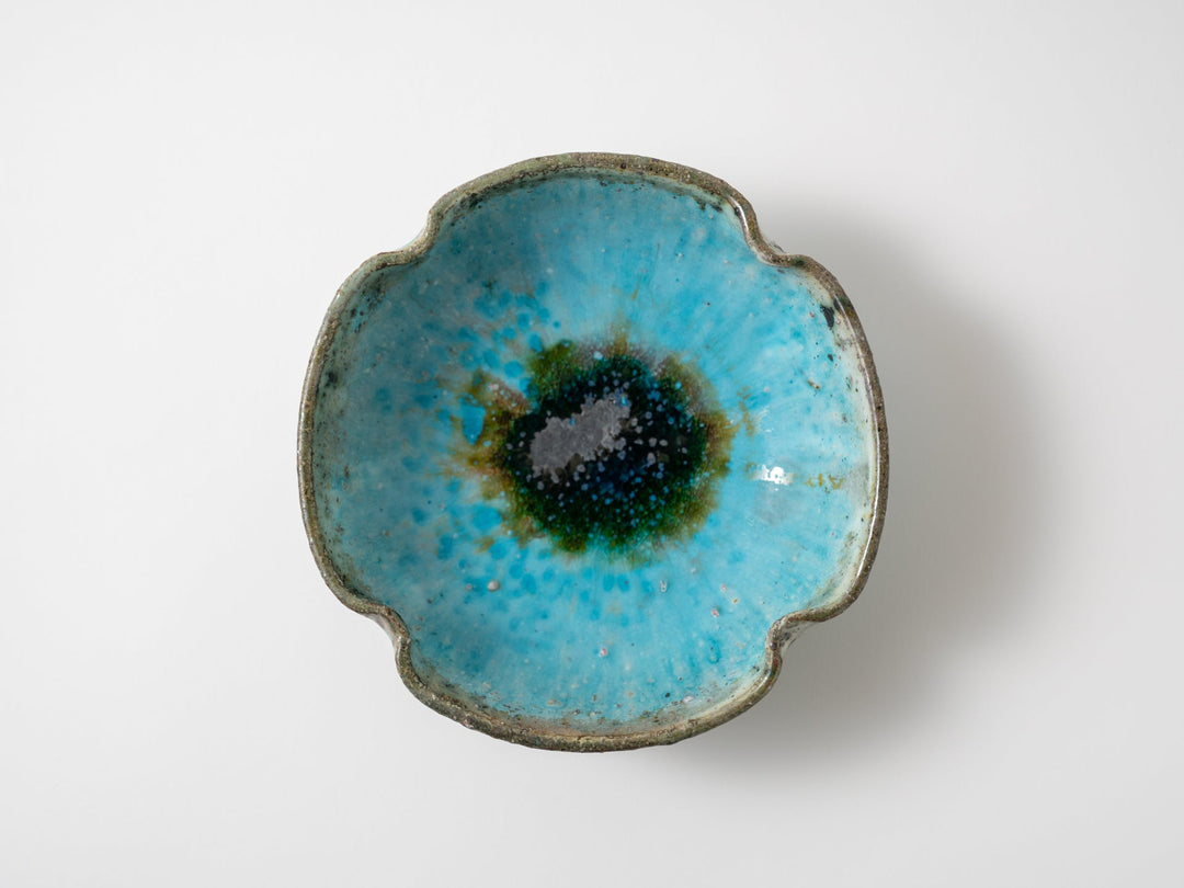 Blue Four-Leaf Bowl - Crafted By Shinichi Kotsuji