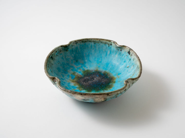 Blue Four-Leaf Bowl - Crafted By Shinichi Kotsuji