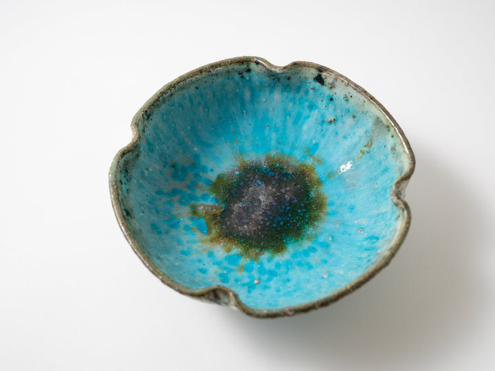 Blue Four-Leaf Bowl - Crafted By Shinichi Kotsuji