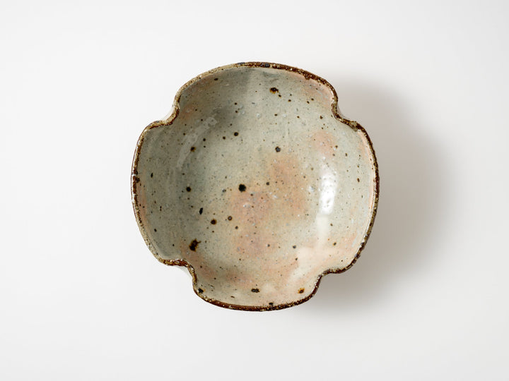 Ash Glazed Slip Four-Leaf Bowl - Crafted By Shinichi Kotsuji