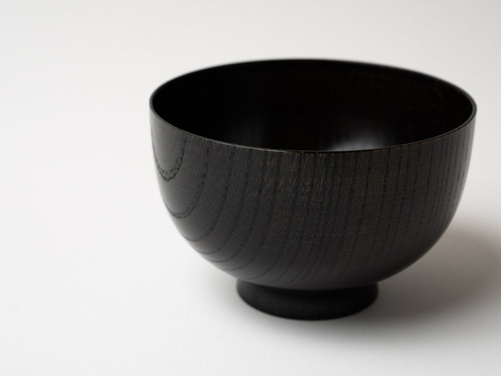 Keyaki Soup Bowl bud type Black lacquer - Crafted By Gatomikio Store