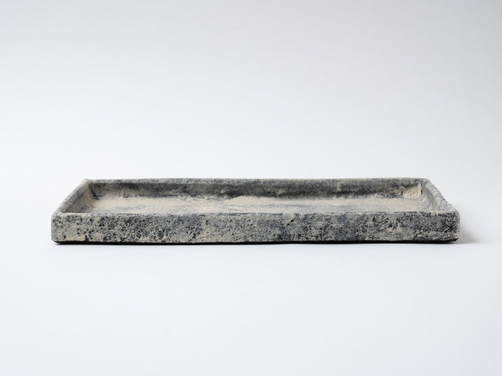 White Slip Black Rectangular Plate Large - Crafted By Taeko Kajiwara