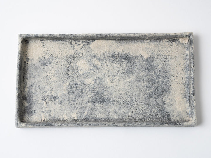 White Slip Black Rectangular Plate Large - Crafted By Taeko Kajiwara