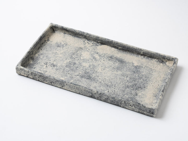 White Slip Black Rectangular Plate Large - Crafted By Taeko Kajiwara