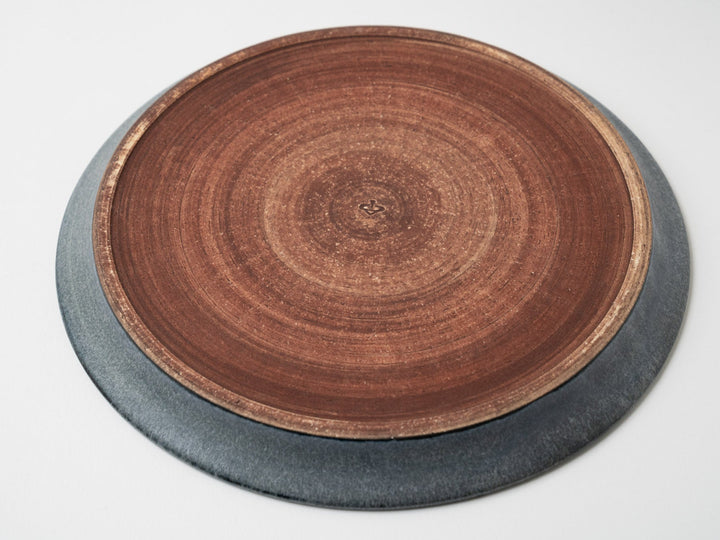 Gray navy Blue 8-Sun Plate - Crafted By Fumiyama Kanae