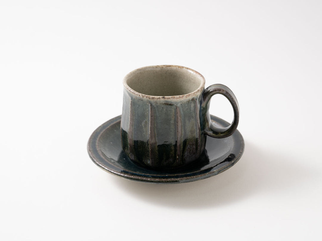 Gray and Blue Coffee Saucer - Crafted By Taizo Yamamoto