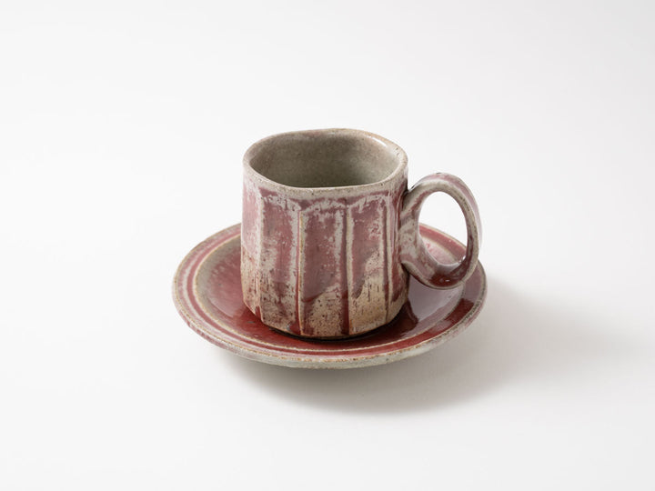 Gray and Red Faceted Coffee Cup - Crafted By Taizo Yamamoto