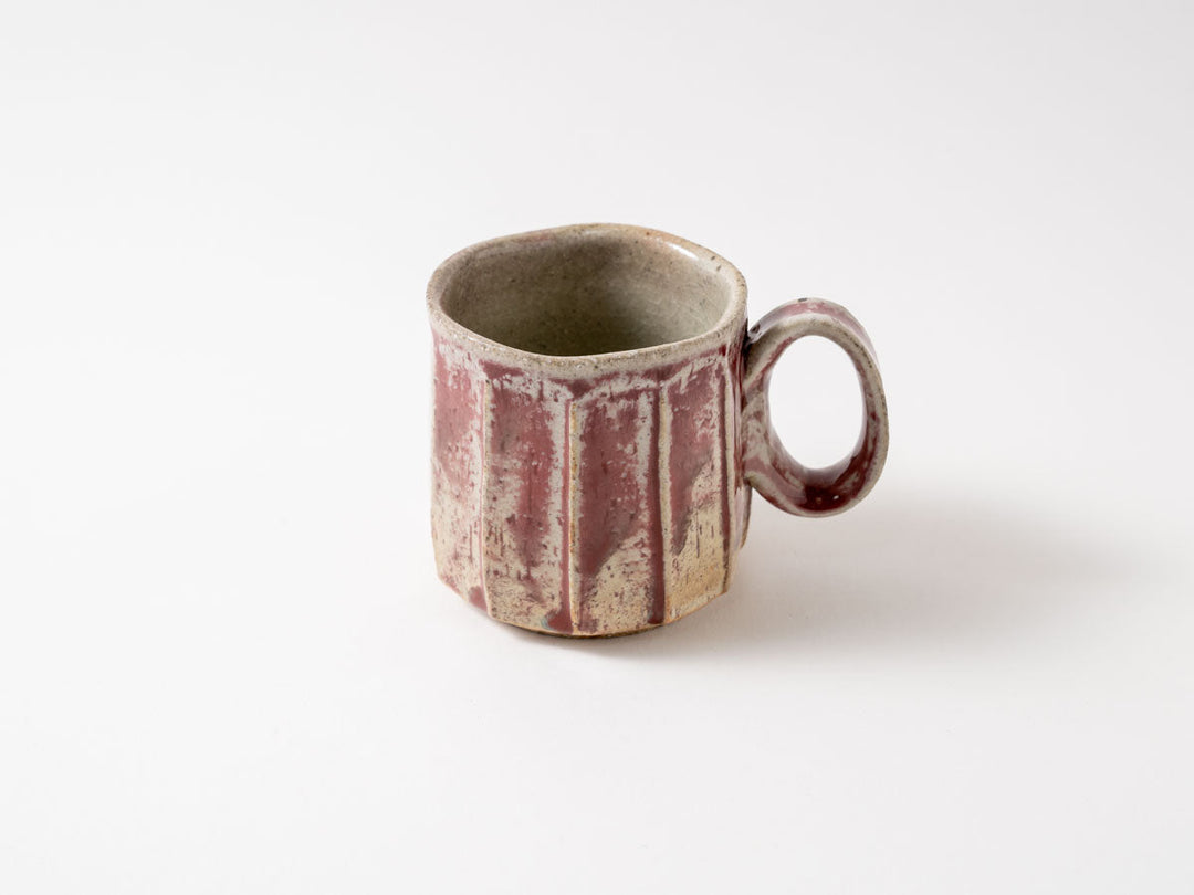 Gray and Red Faceted Coffee Cup - Crafted By Taizo Yamamoto