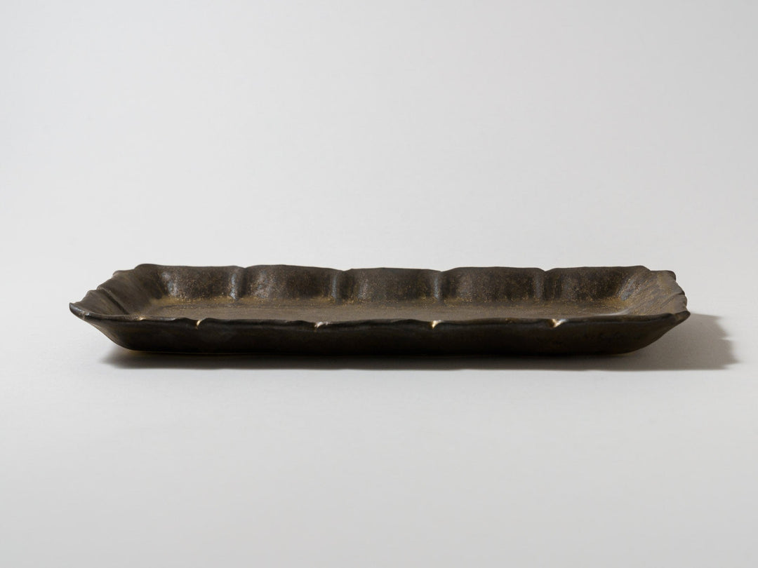 Black Glazed Long Square Plate Large - Crafted By Masaki Domoto