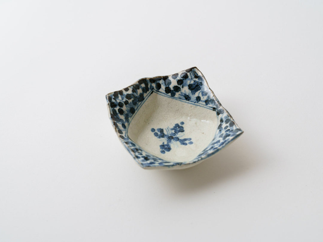 Rough Clay Flower Arabesque Square Small Plate - Crafted By Teiichiro Matsuo