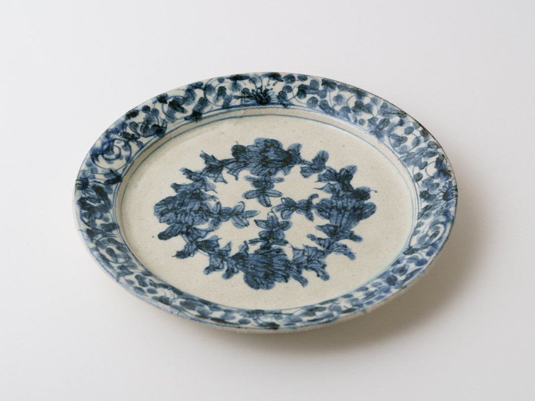 Rough Clay Flower Arabesque 6.5-Sun Plate - Crafted By Teiichiro Matsuo