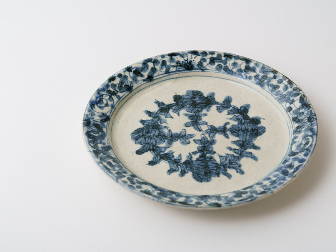 Rough Clay Flower Arabesque 6.5-Sun Plate - Crafted By Teiichiro Matsuo