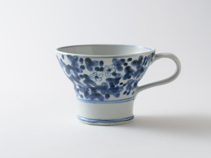 Tall Mug with Underglazed Flower Pattern - Crafted By Teiichiro Matsuo