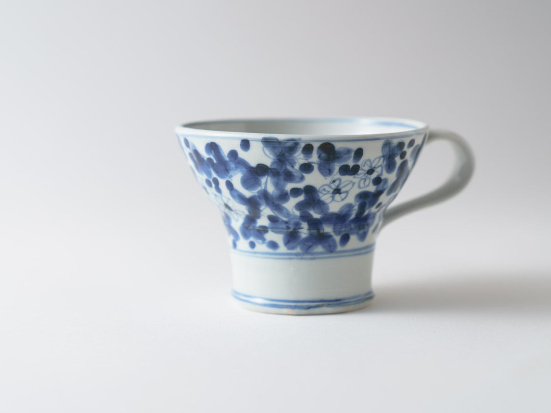 Tall Mug with Underglazed Flower Pattern - Crafted By Teiichiro Matsuo