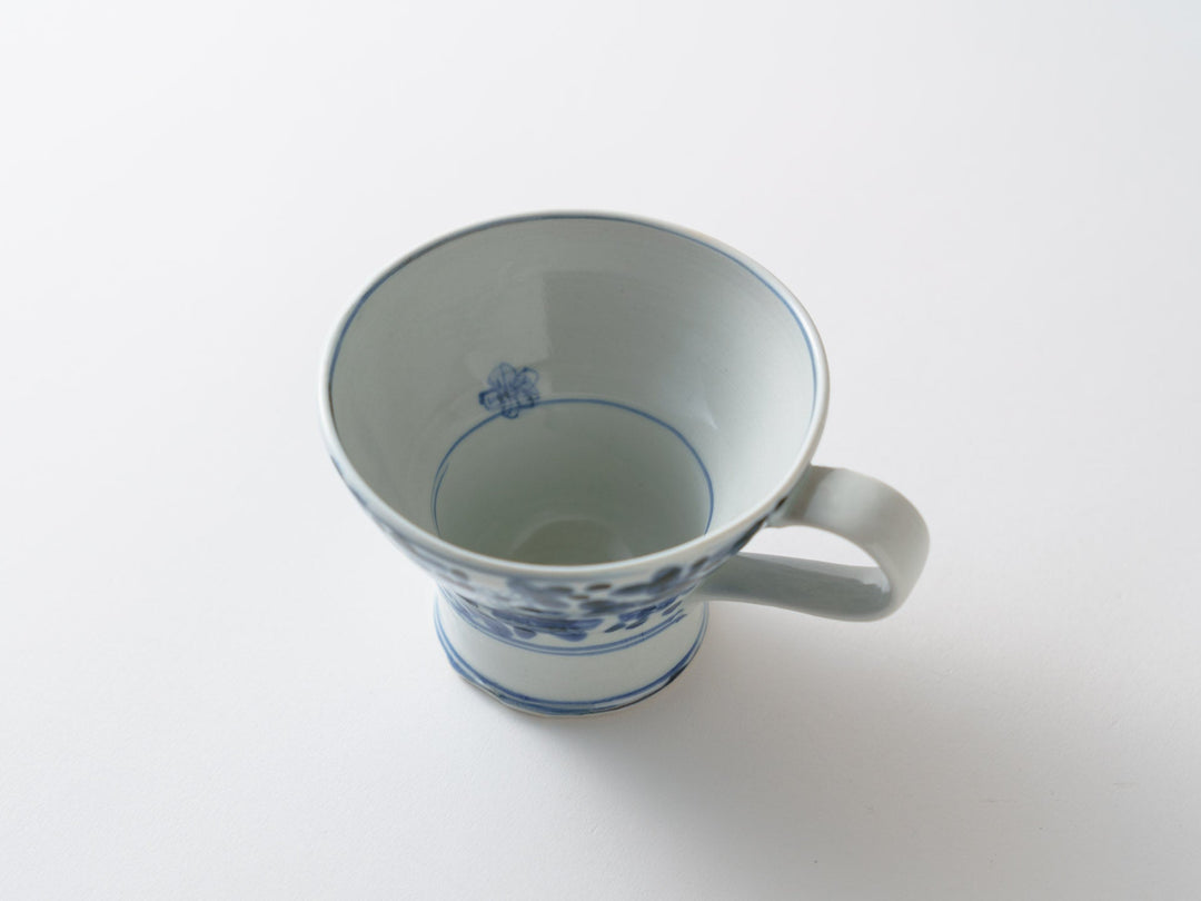 Tall Mug with Underglazed Flower Pattern - Crafted By Teiichiro Matsuo