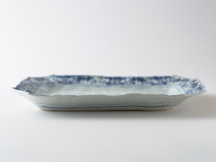 Shinogi Underglazed Flower Square Plate - Crafted By Teiichiro Matsuo