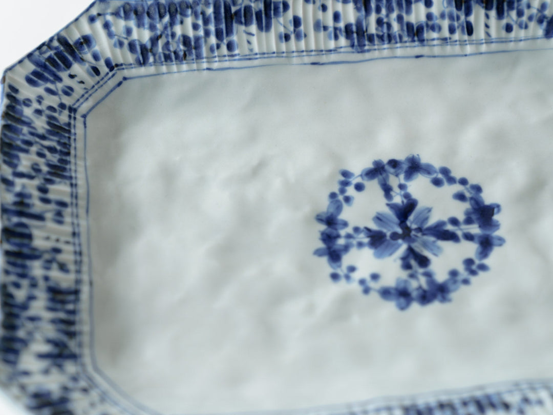 Shinogi Underglazed Flower Square Plate - Crafted By Teiichiro Matsuo