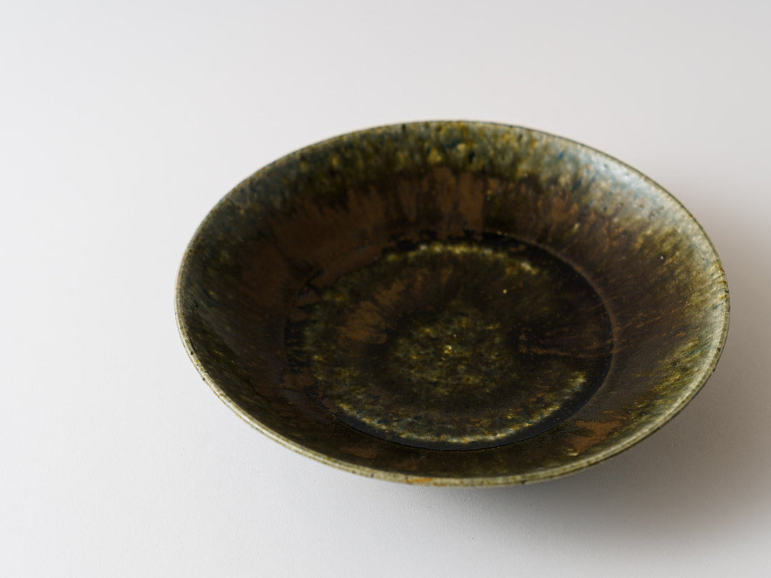 Rust Green Glazed 6.5-Sun Plate - Crafted By Kanae Nomura