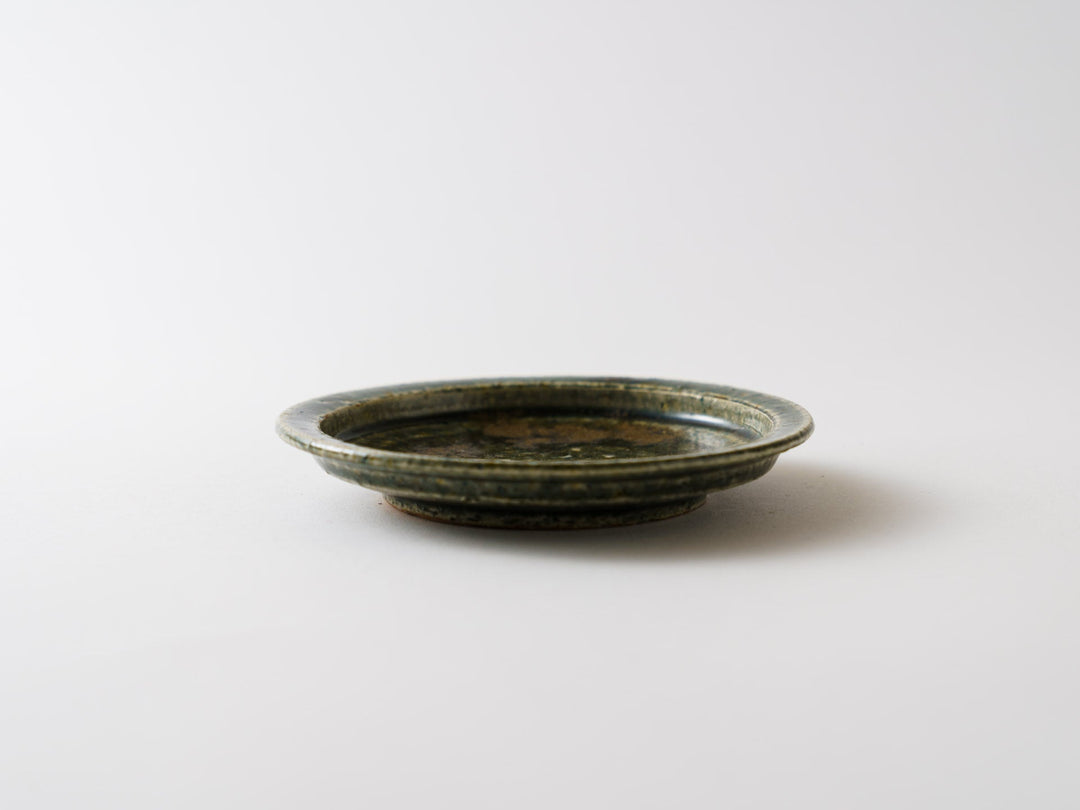 Rust Green Glazed Rim Flat Small Plate - Crafted By Kanae Nomura