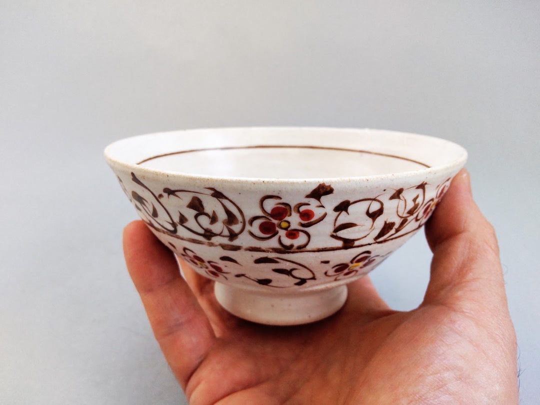 Rust Flower Arabesque Rice Bowl Red - Crafted By Masaaki Hibino