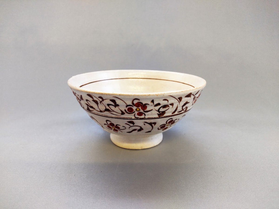 Rust Flower Arabesque Rice Bowl Red - Crafted By Masaaki Hibino