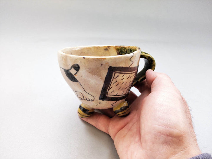 Oribe Three-Legged Mug Calico Cat - Crafted By Hiroshi Sato