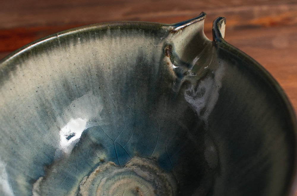 Gray-Blue Katakuchi Bowl - Crafted By Taizo Yamamoto