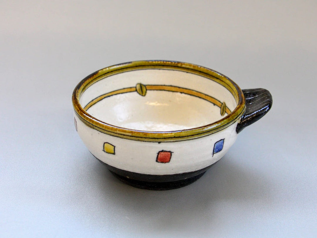 Hand-Pinched Bowl Pot Three-Colord cube - Crafted By Jun Kato