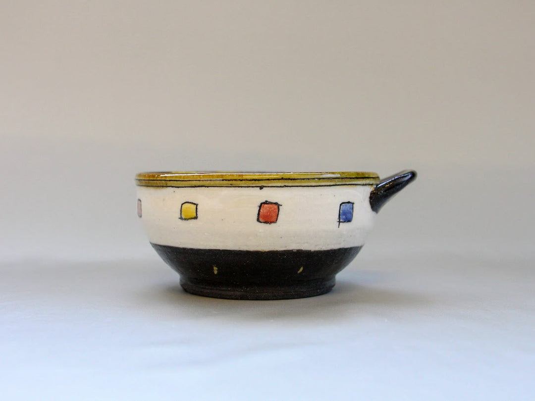 Hand-Pinched Bowl Pot Three-Colord cube - Crafted By Jun Kato