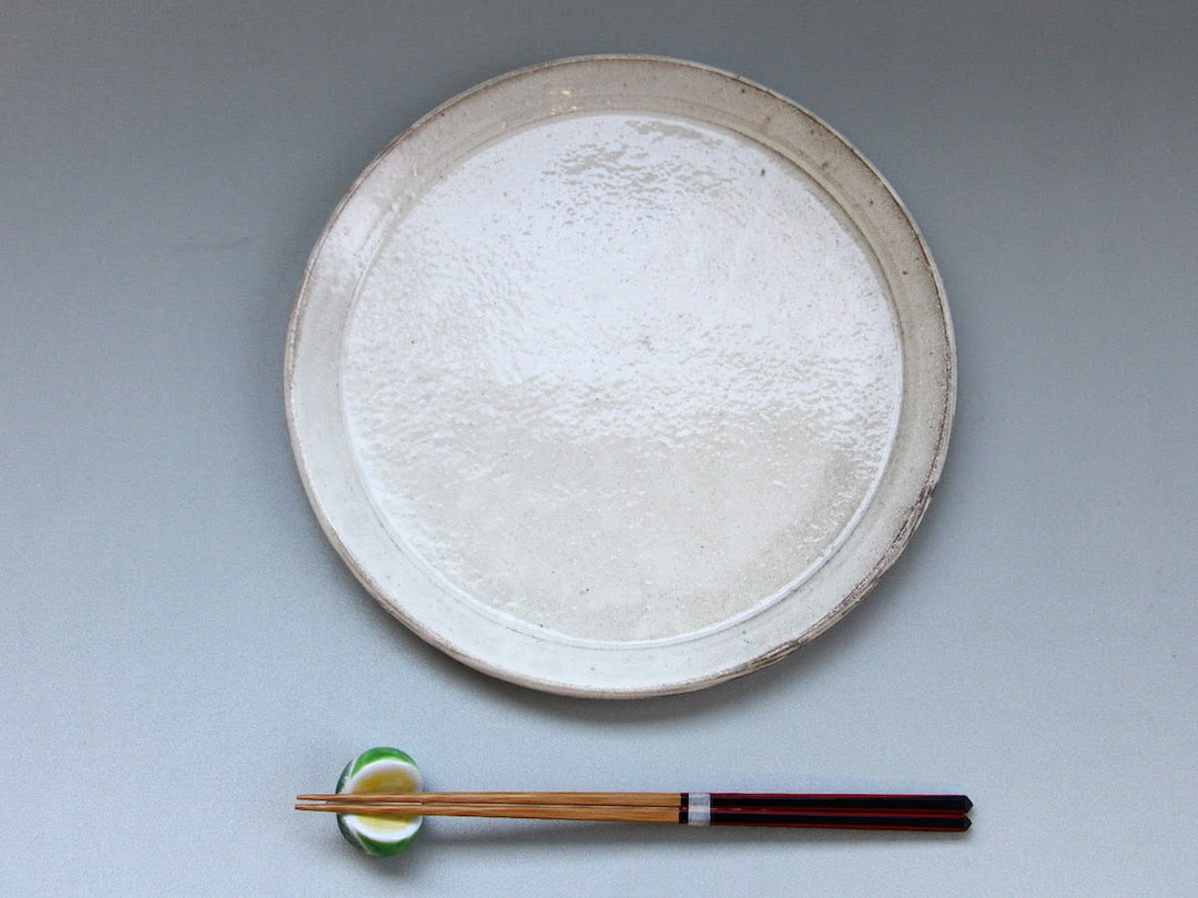 New White Slip Plate Plate 24cm - Crafted By Masahiro Kumagai