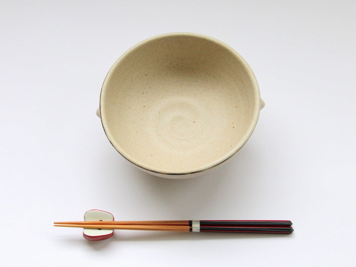 Rimsabi beige Pot with Handles - Crafted By Nobuyuki Murai