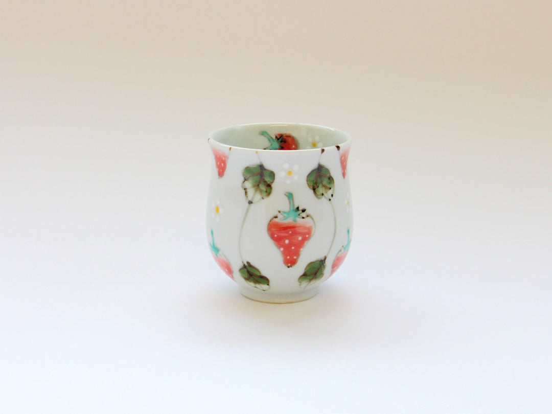 Watercolor Strawberry Tea Cup Small - Crafted By Tokushichi Kiln