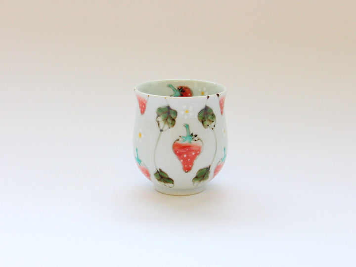 Watercolor Strawberry Tea Cup Small - Crafted By Tokushichi Kiln