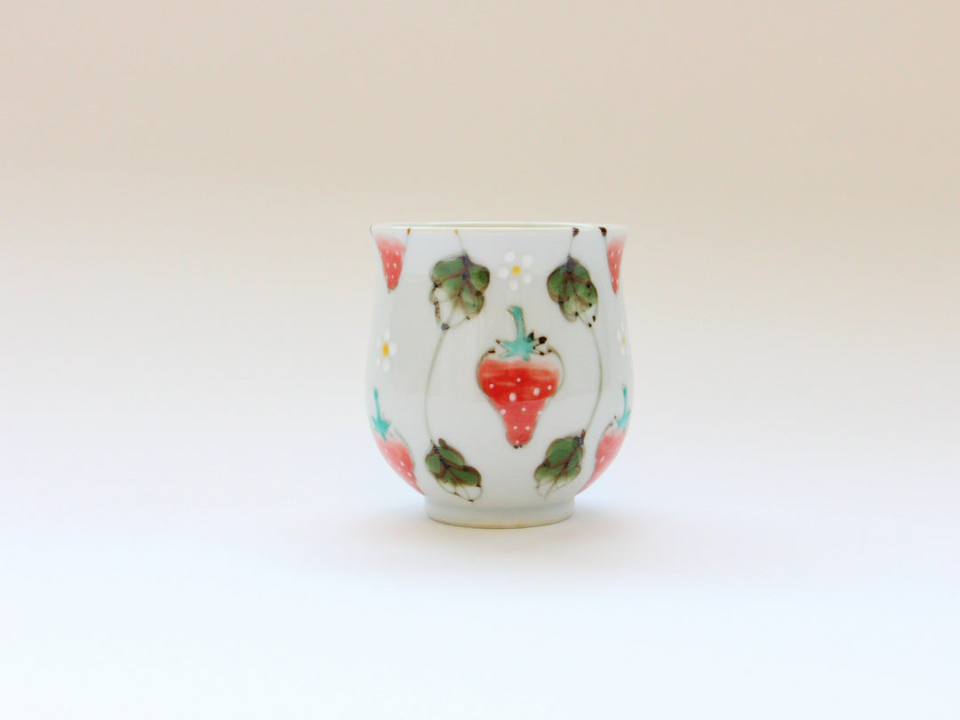 Watercolor Strawberry Tea Cup Small - Crafted By Tokushichi Kiln