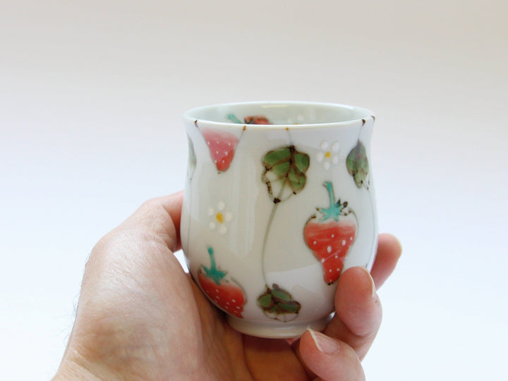 Watercolor Strawberry Tea Cup Small - Crafted By Tokushichi Kiln