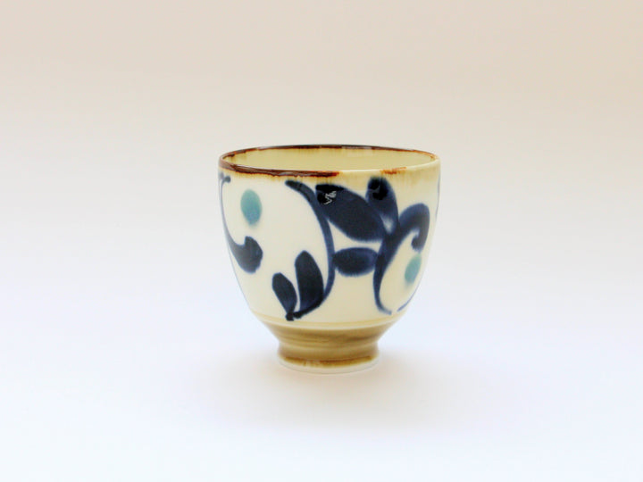 Amber Arabesque Tea Cup Blue - Crafted By Fukuho Kiln