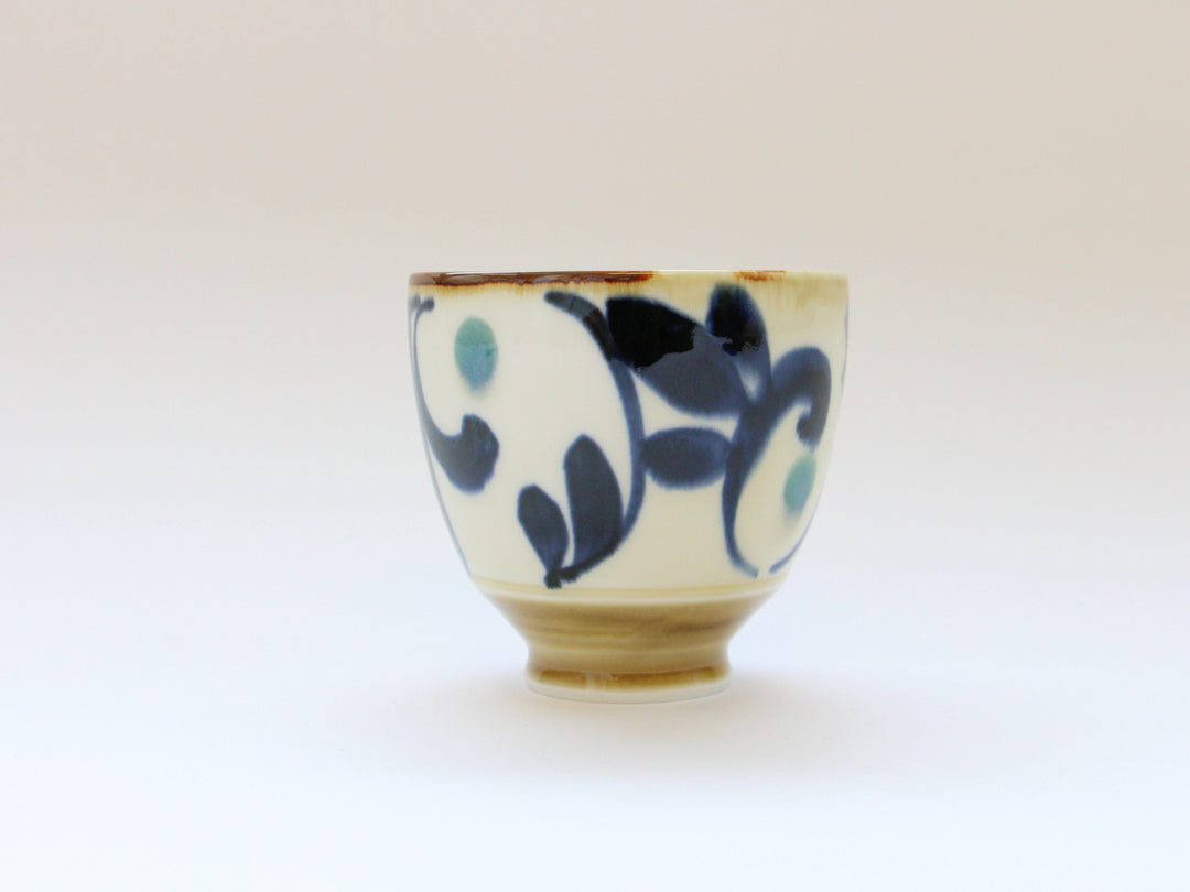 Amber Arabesque Tea Cup Blue - Crafted By Fukuho Kiln