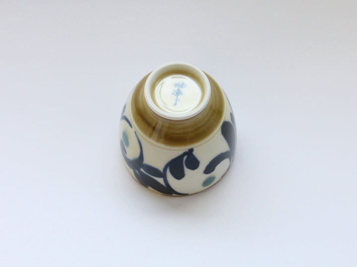 Amber Arabesque Tea Cup Blue - Crafted By Fukuho Kiln