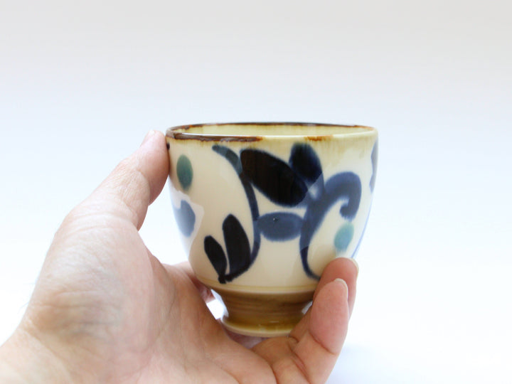 Amber Arabesque Tea Cup Blue - Crafted By Fukuho Kiln